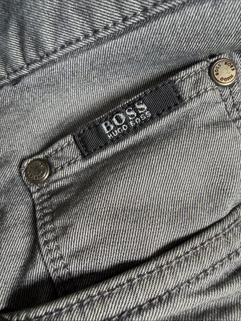 Hugo Boss Gray Denim Pocket with Branded Tab